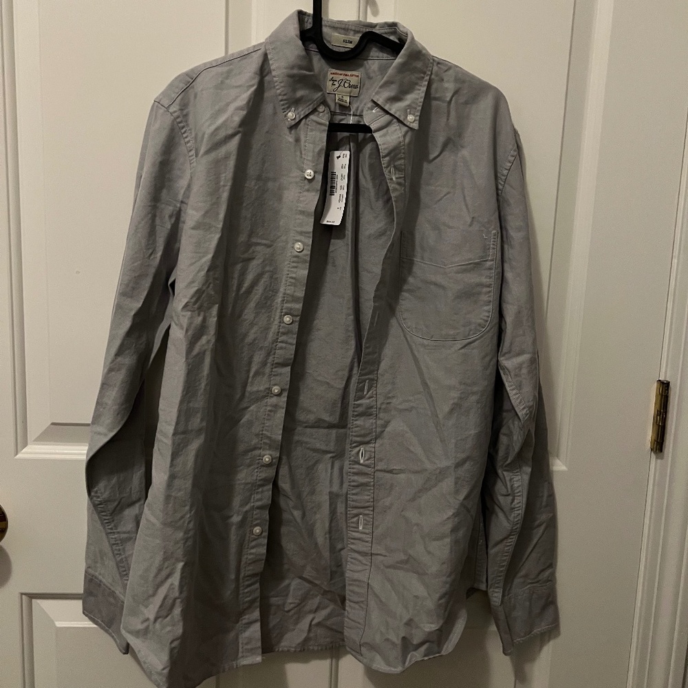 NWT J. Crew Men's Button-Down Slim Shirt - Chambray Gray - Size Small